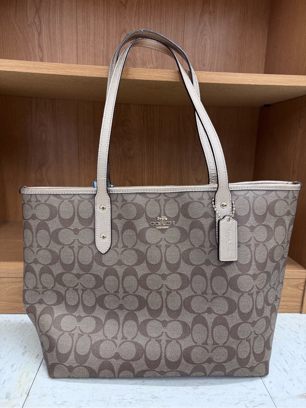 Coach Beige and Chalk Signature Canvas Tote